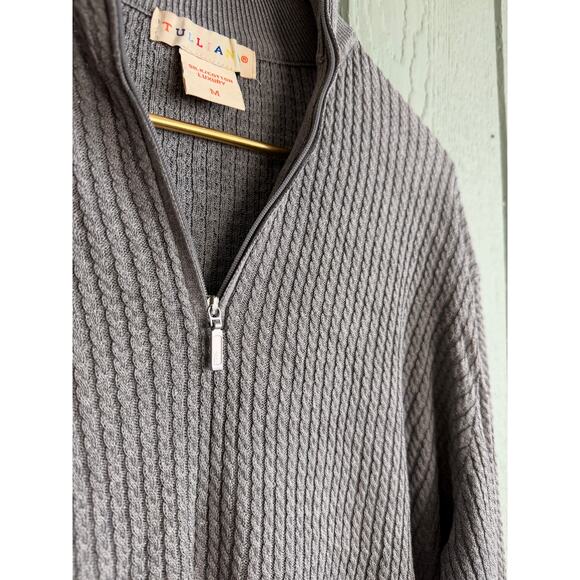 Tulliano Silk/Cotton Luxury Quarter Zip Sweater – Men’s M – Gray - Picture 4 of 6